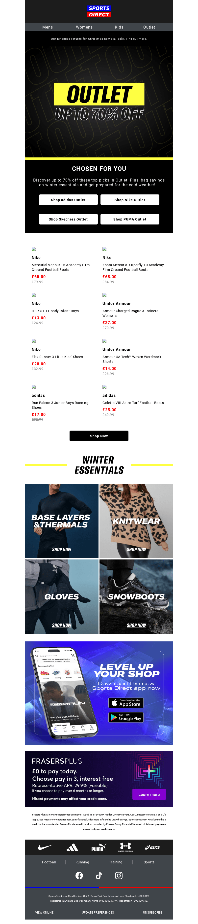 Up to 70% off Outlet