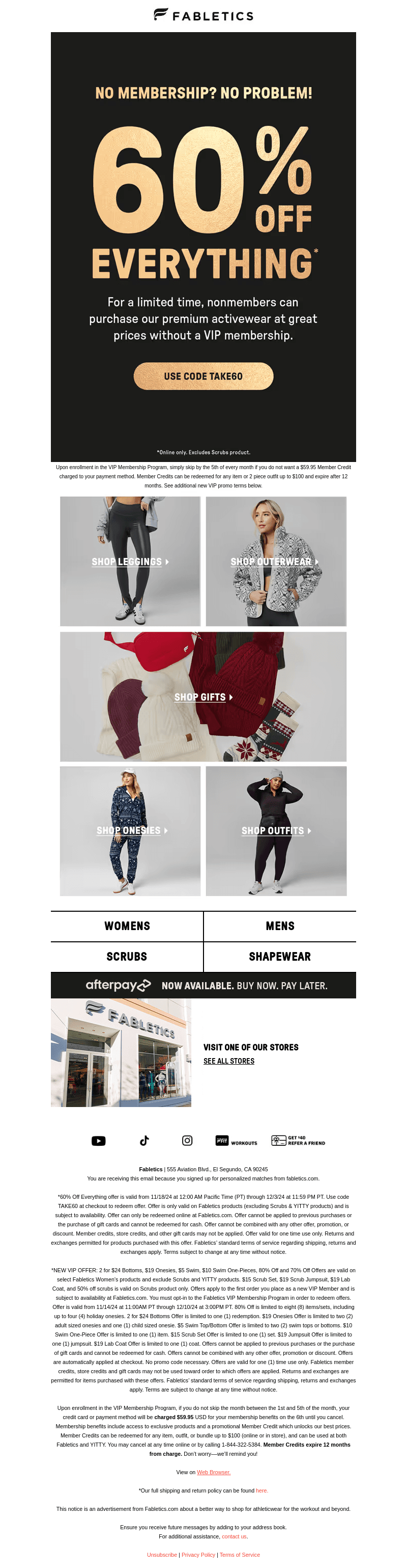 Fabletics email from Tue, Nov 19, 2024