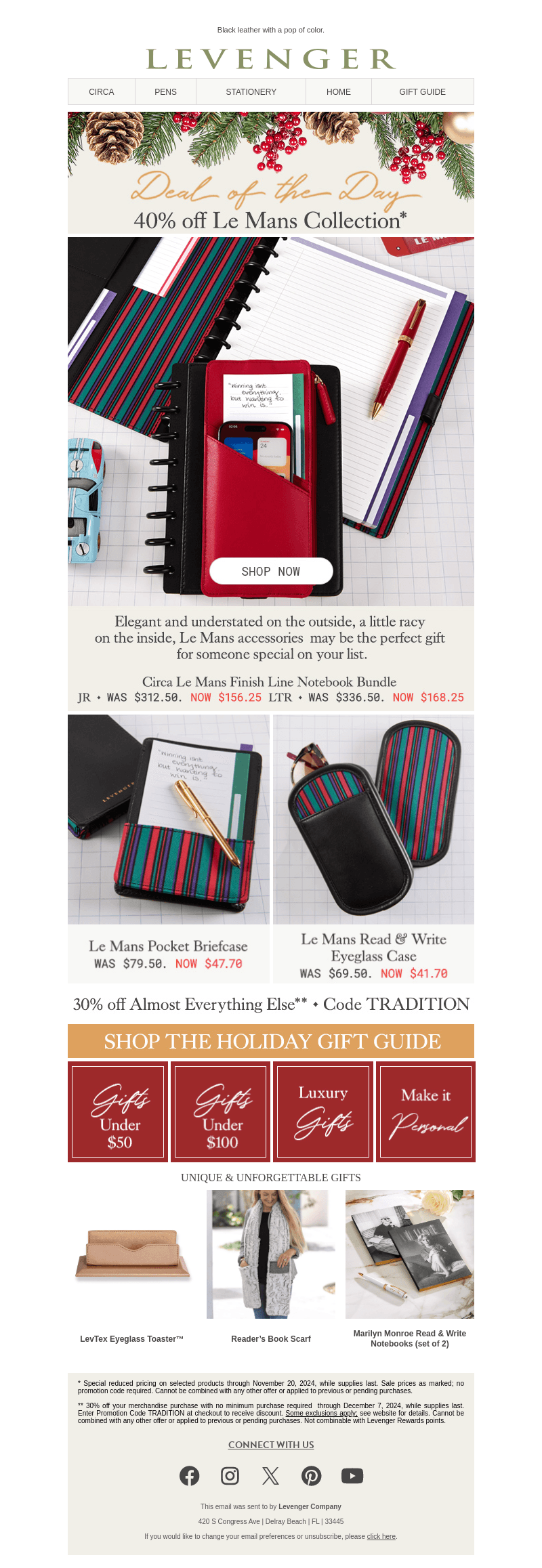 40% off Le Mans Leather & Stationery.