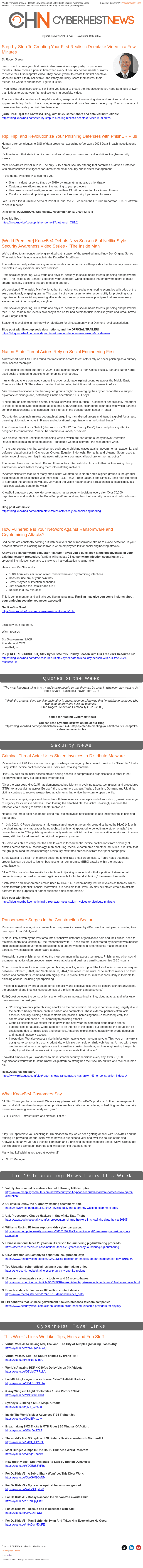 KnowBe4 email from Tue, Nov 19, 2024