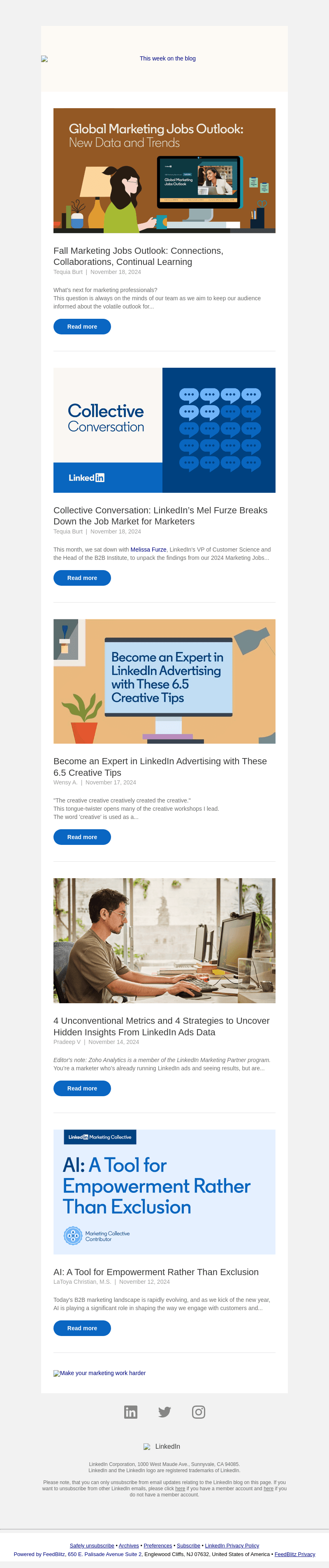 Feedblitz email from Tue, Nov 19, 2024