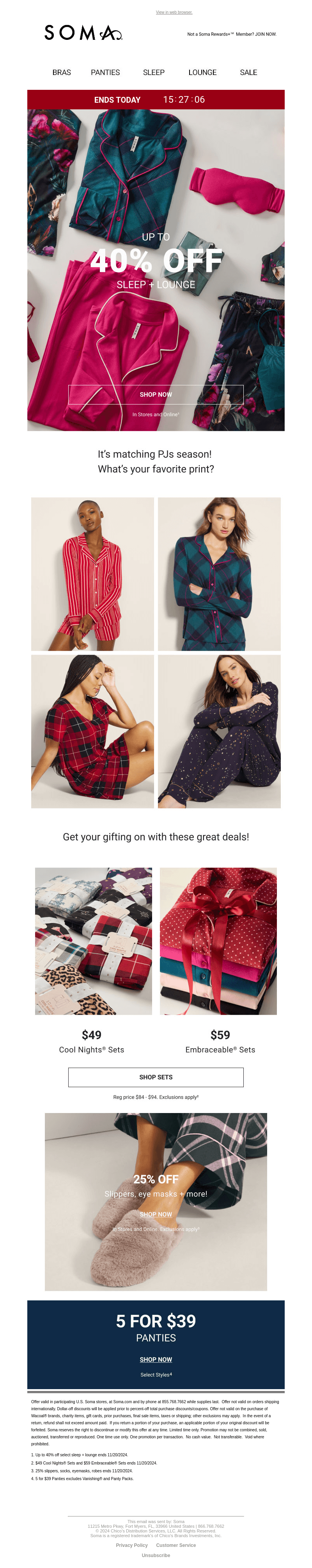 Up to 40% off giftable PJs + more