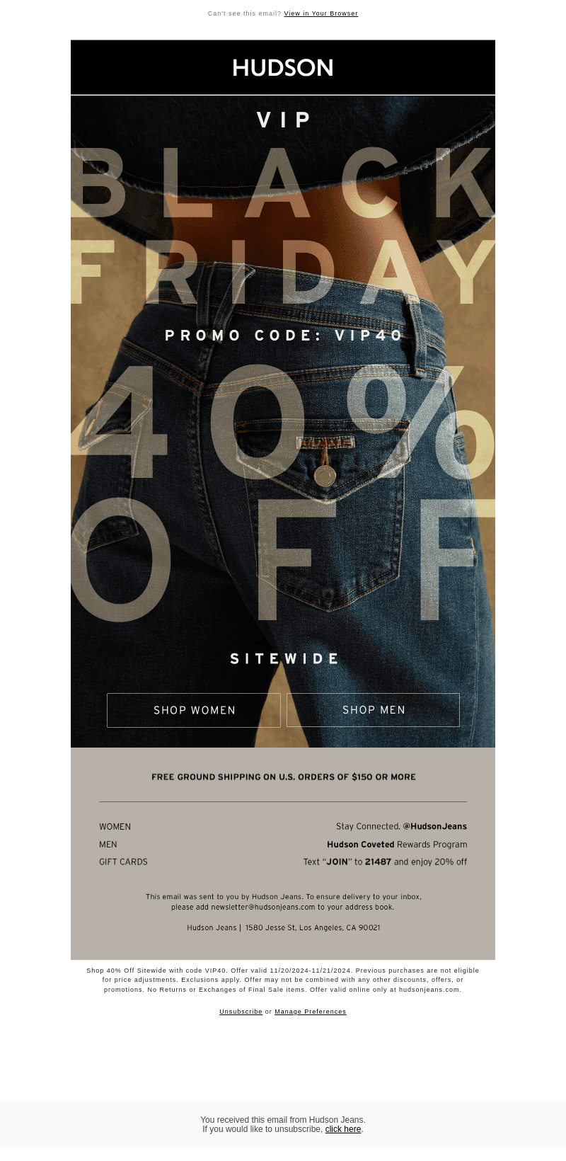 VIP BLACK FRIDAY: 40% OFF
