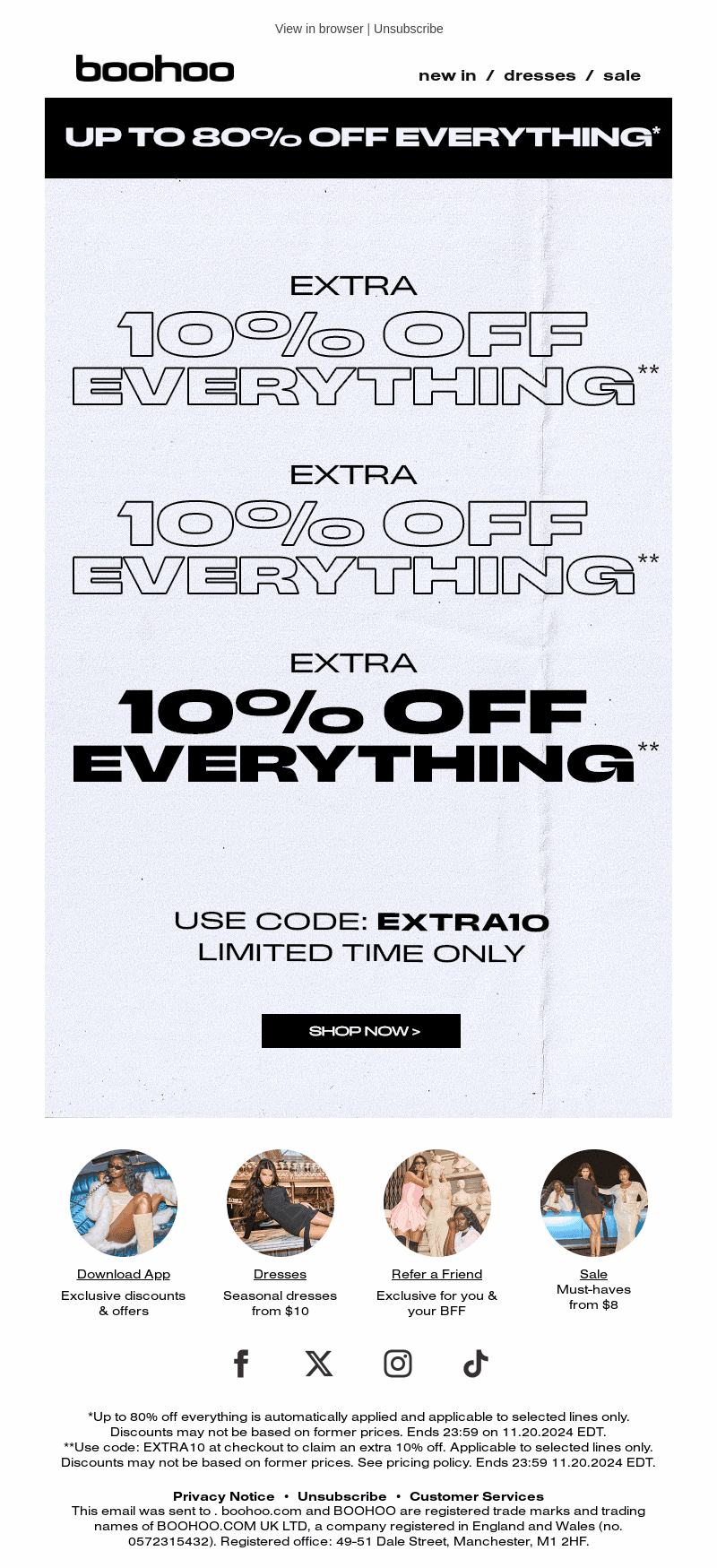Up To 80% Off Everything + Extra 10% Off 😍