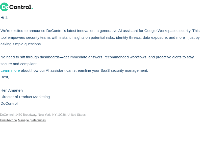 DoControl email from Wed, Nov 20, 2024