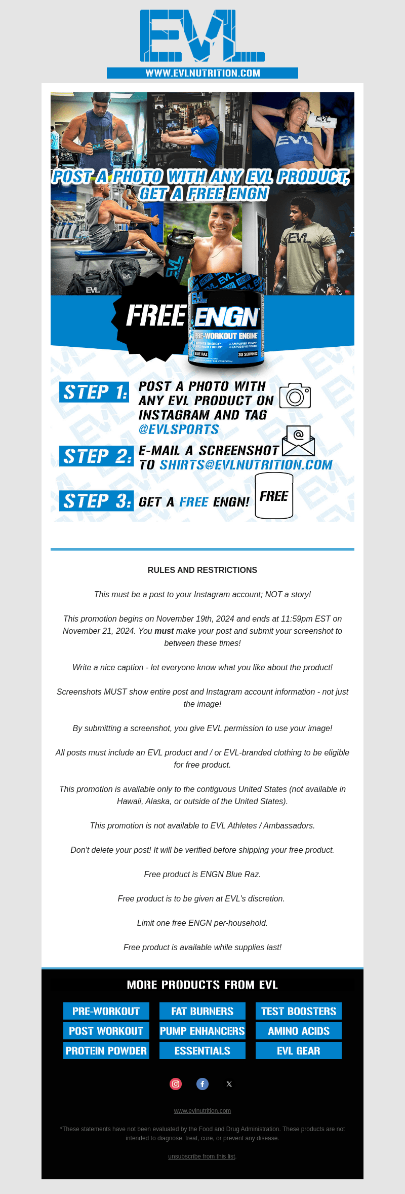 🆓 ENGN PRE-WORKOUT when you post on Instagram!