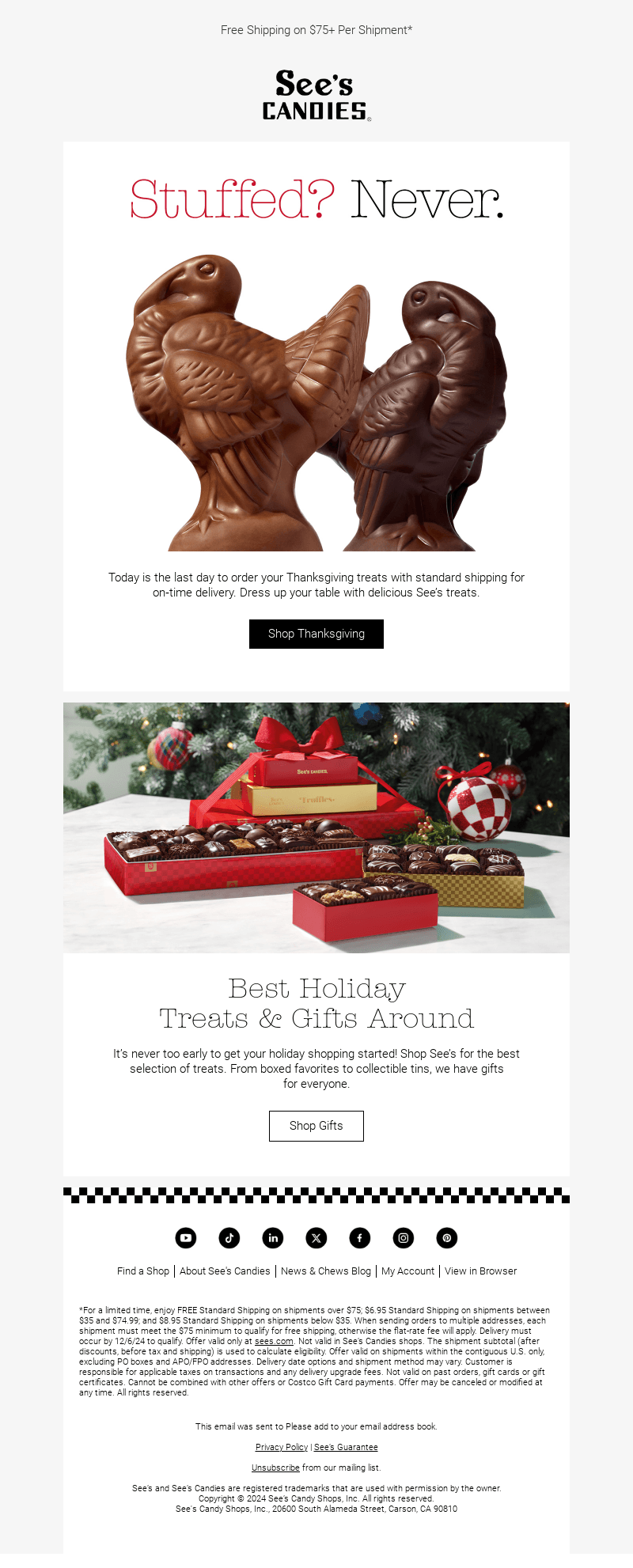 ⏰ Final Hours: Thanksgiving Standard Shipping