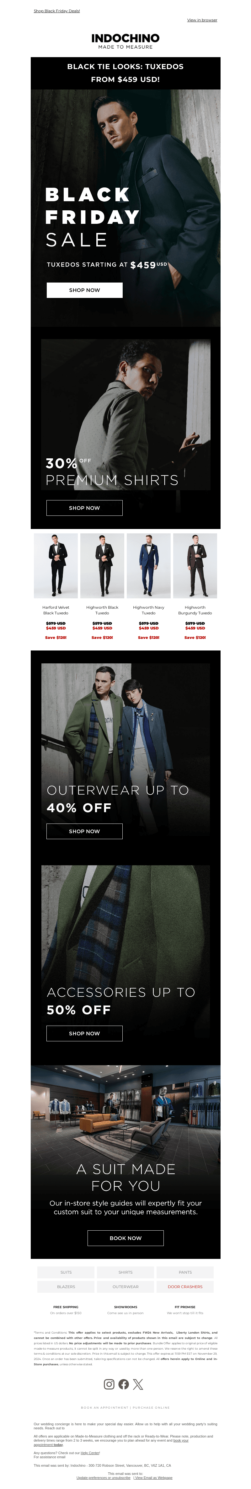Elevate your Black Tie Attire from $459 USD