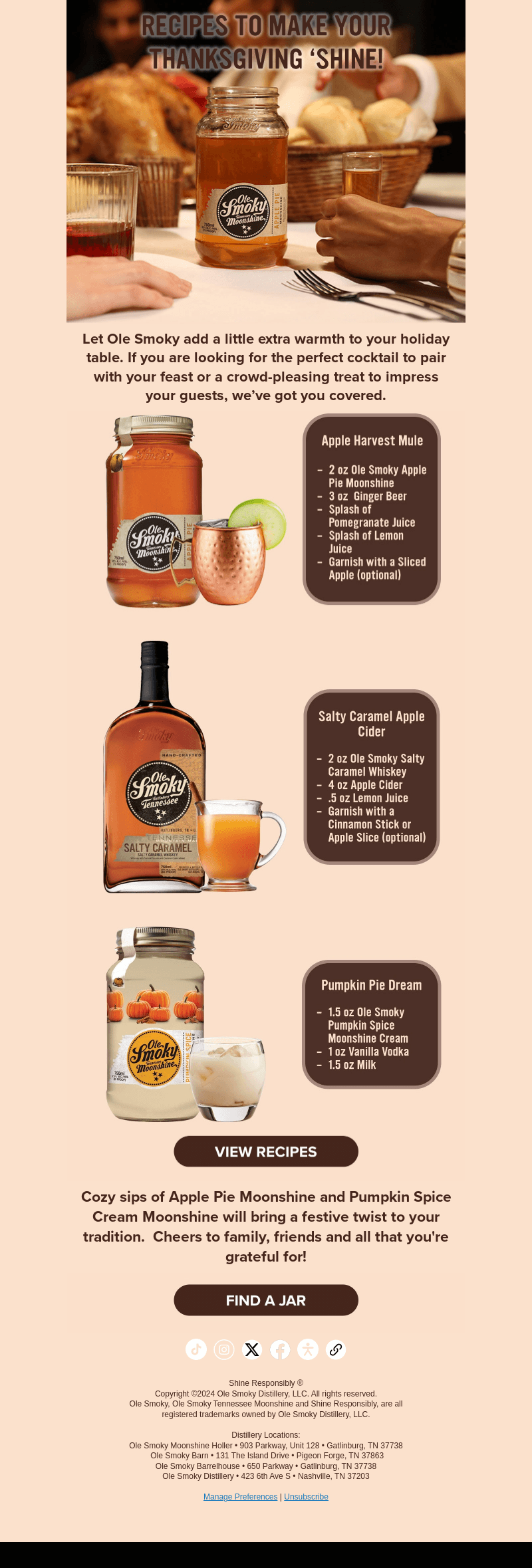 Ole Smoky Distillery email from Thu, Nov 21, 2024