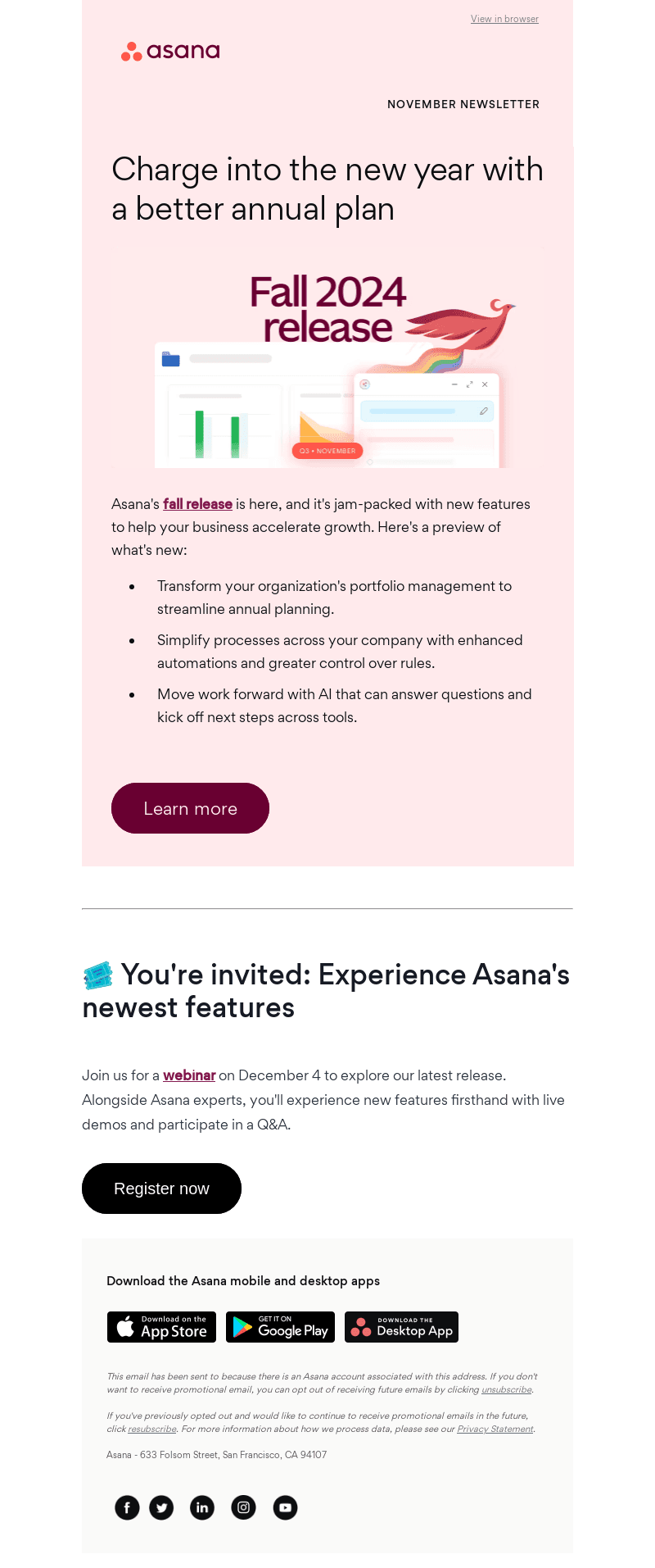 Asana email from Thu, Nov 21, 2024