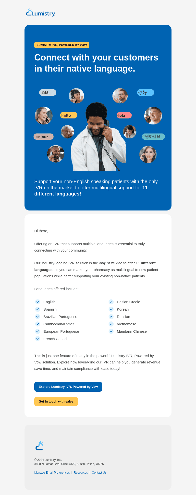 Connect with patients in 11 different languages