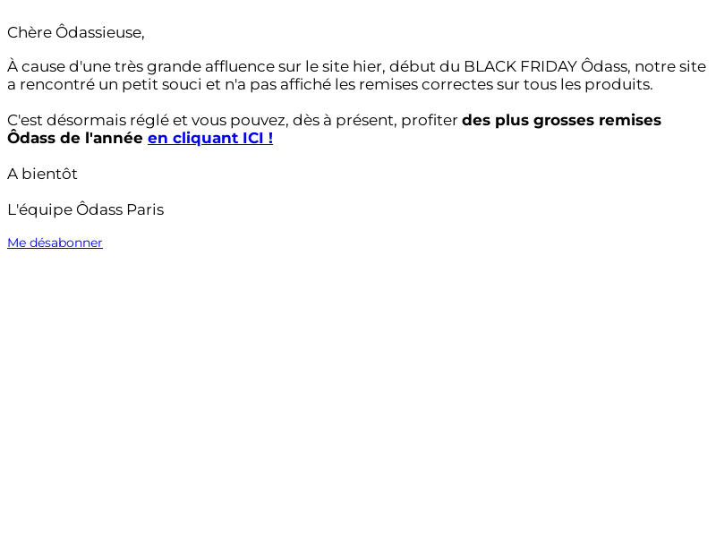 Re : rectification de nos prix Black Friday