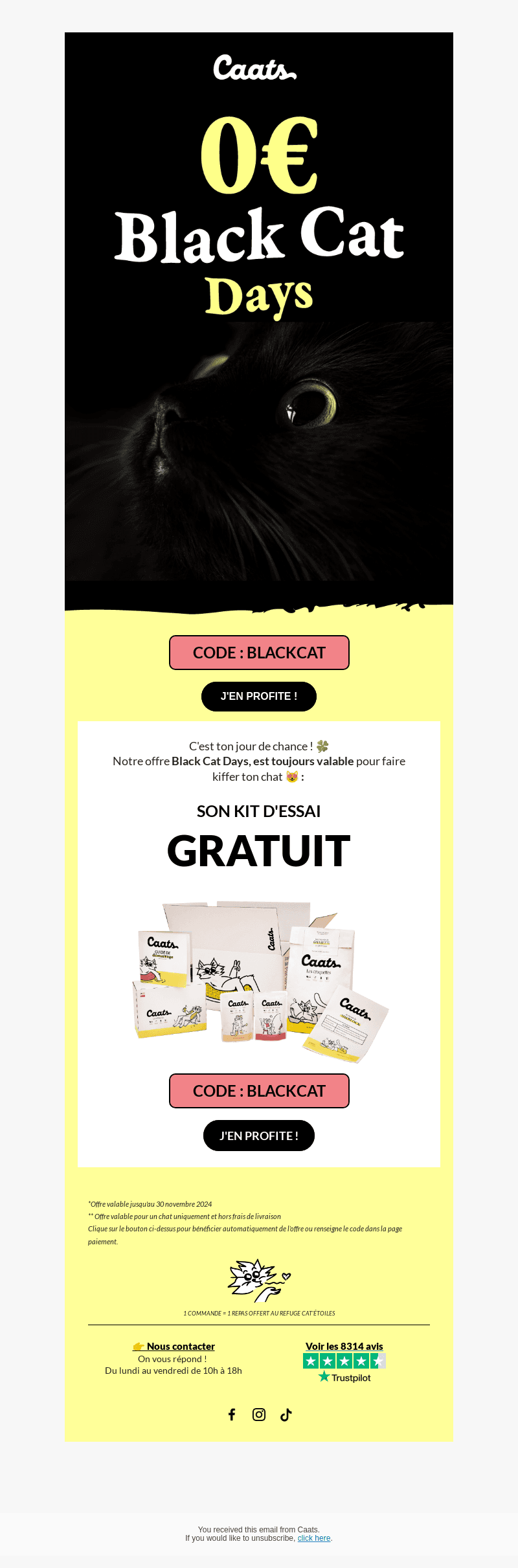 Le kit d'essai de ton chat à 0€