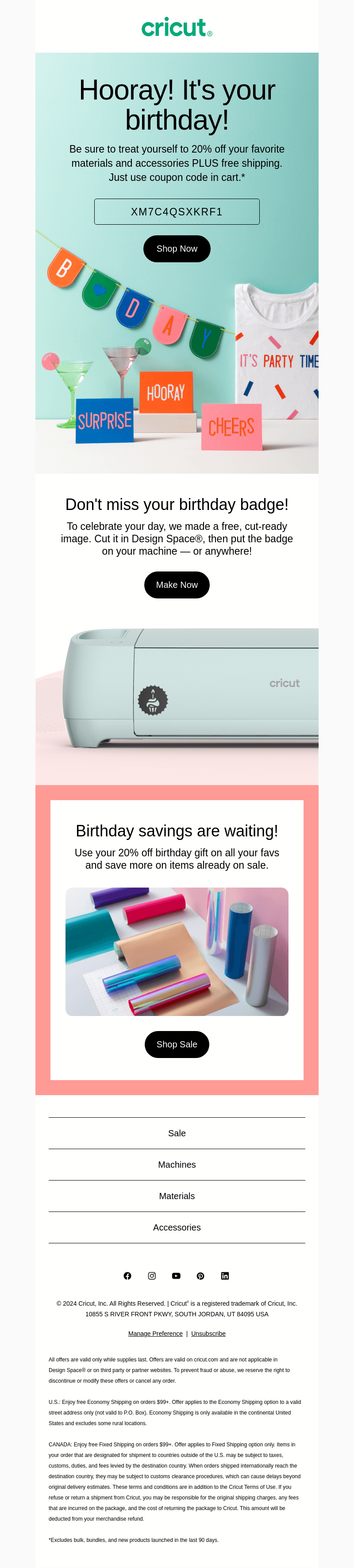 Cricut email from Sat, Nov 23, 2024