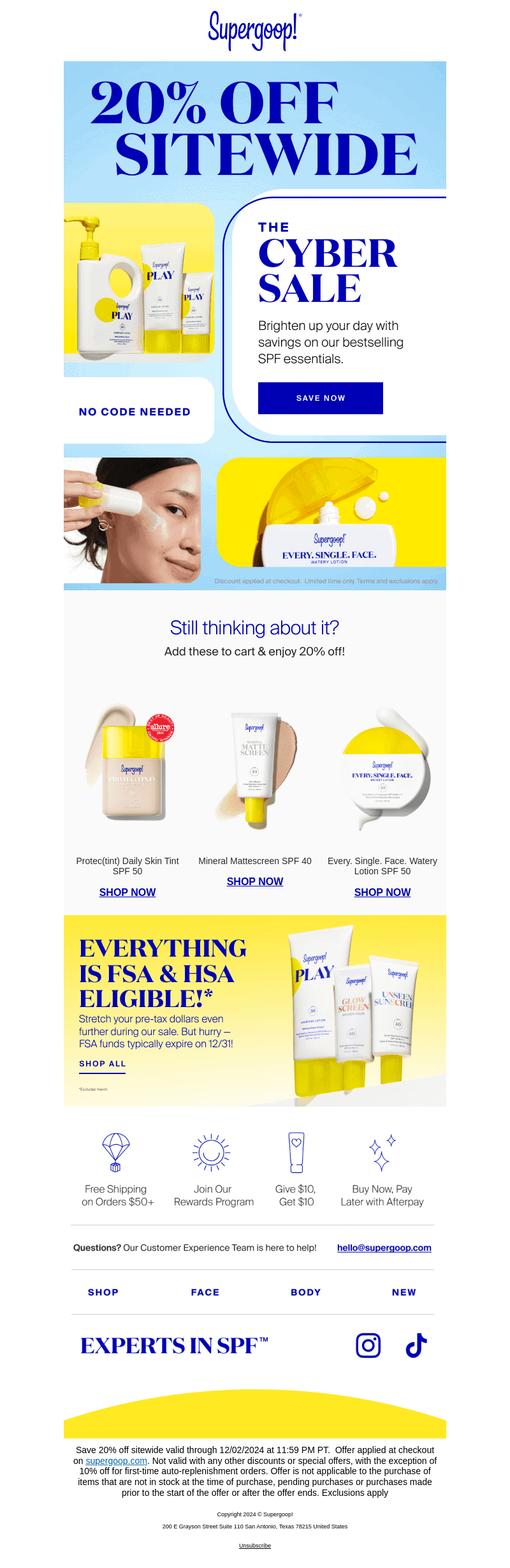 Start your week bright with 20% off SPF