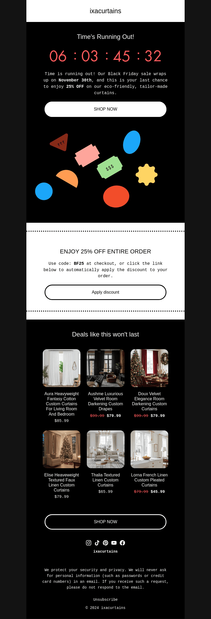 Final Week for 25% Off Custom Curtains