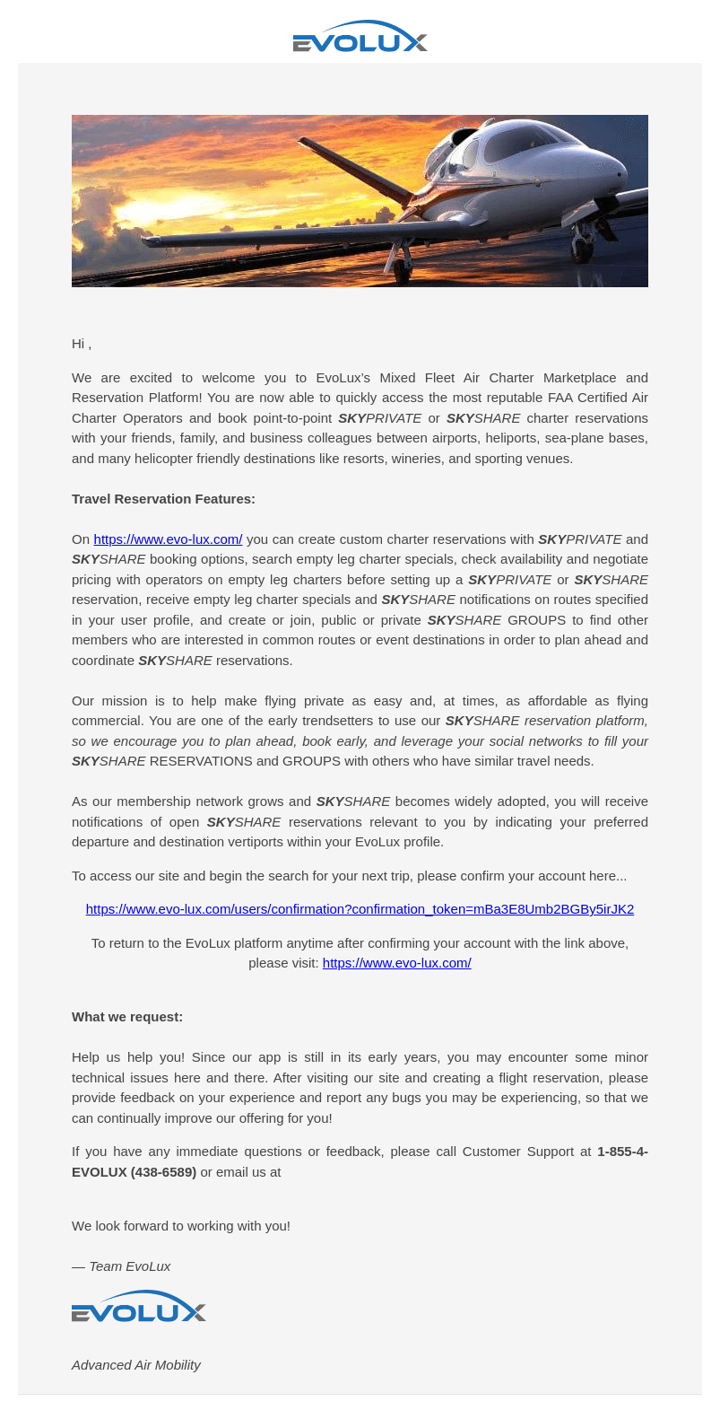 EvoLux Transportation email from Mon, Nov 25, 2024