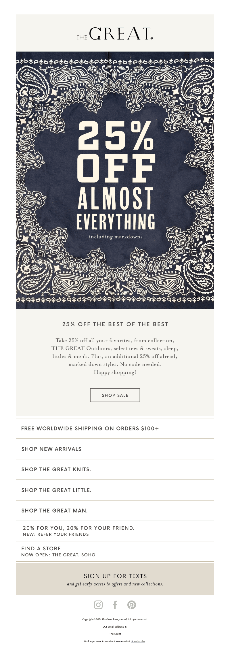 Enjoy 25% Off Almost Everything.​