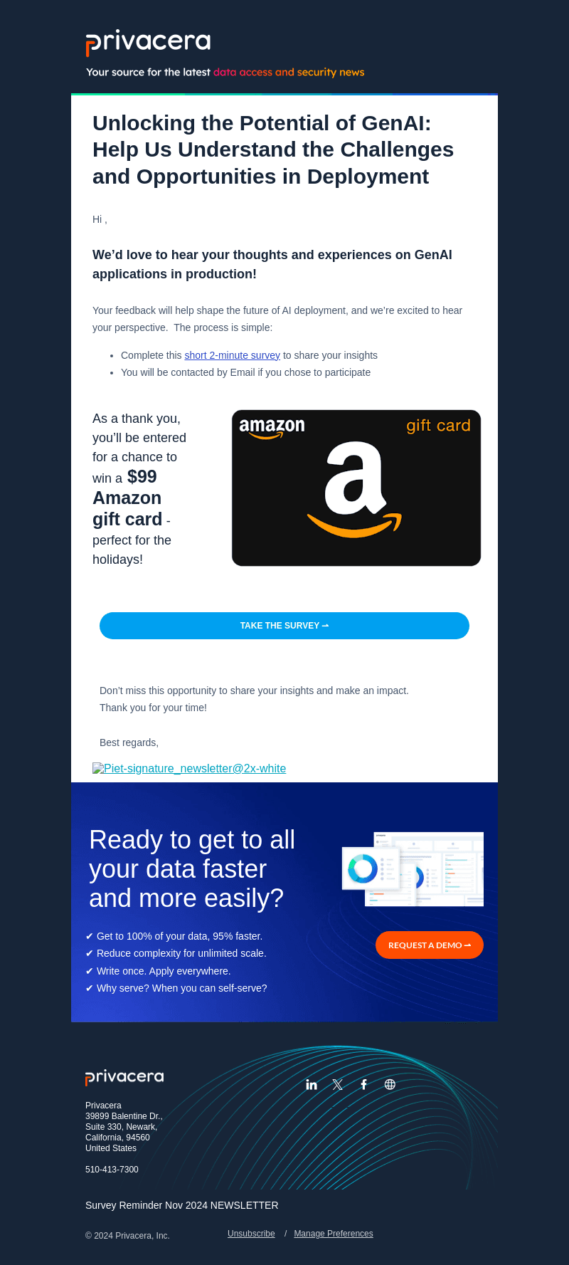 Privacera email from Mon, Nov 25, 2024