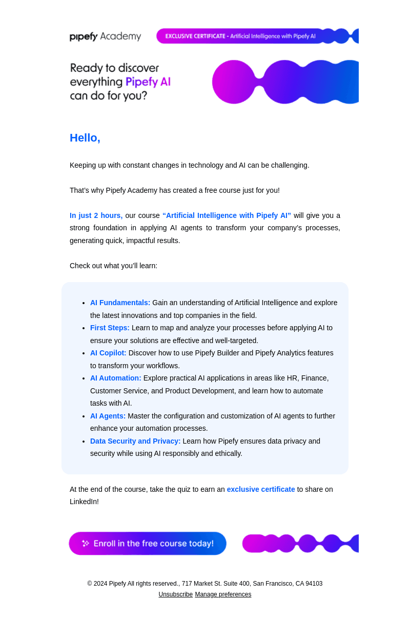 [EXCLUSIVE CERTIFICATE] Artificial Intelligence with Pipefy AI.