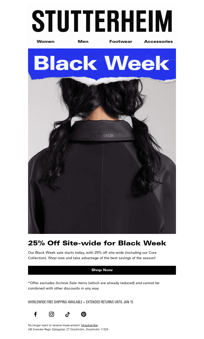 25% Off Site-wide for Black Week