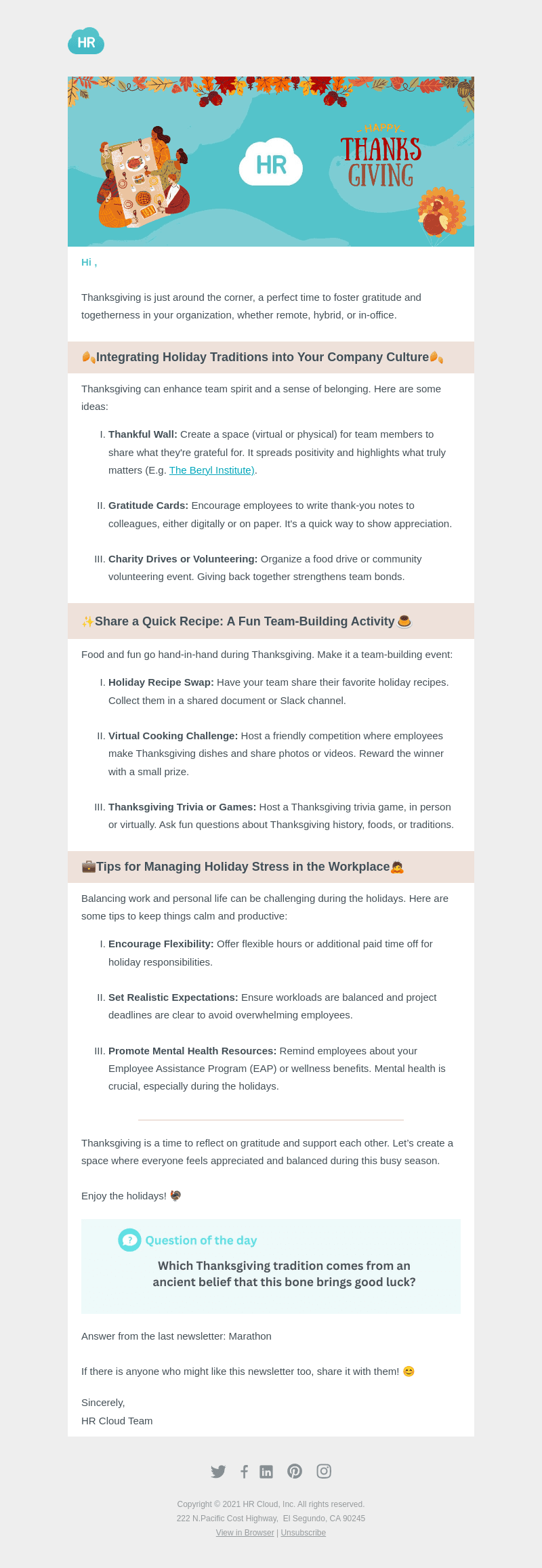 HR Cloud email from Wed, Nov 27, 2024