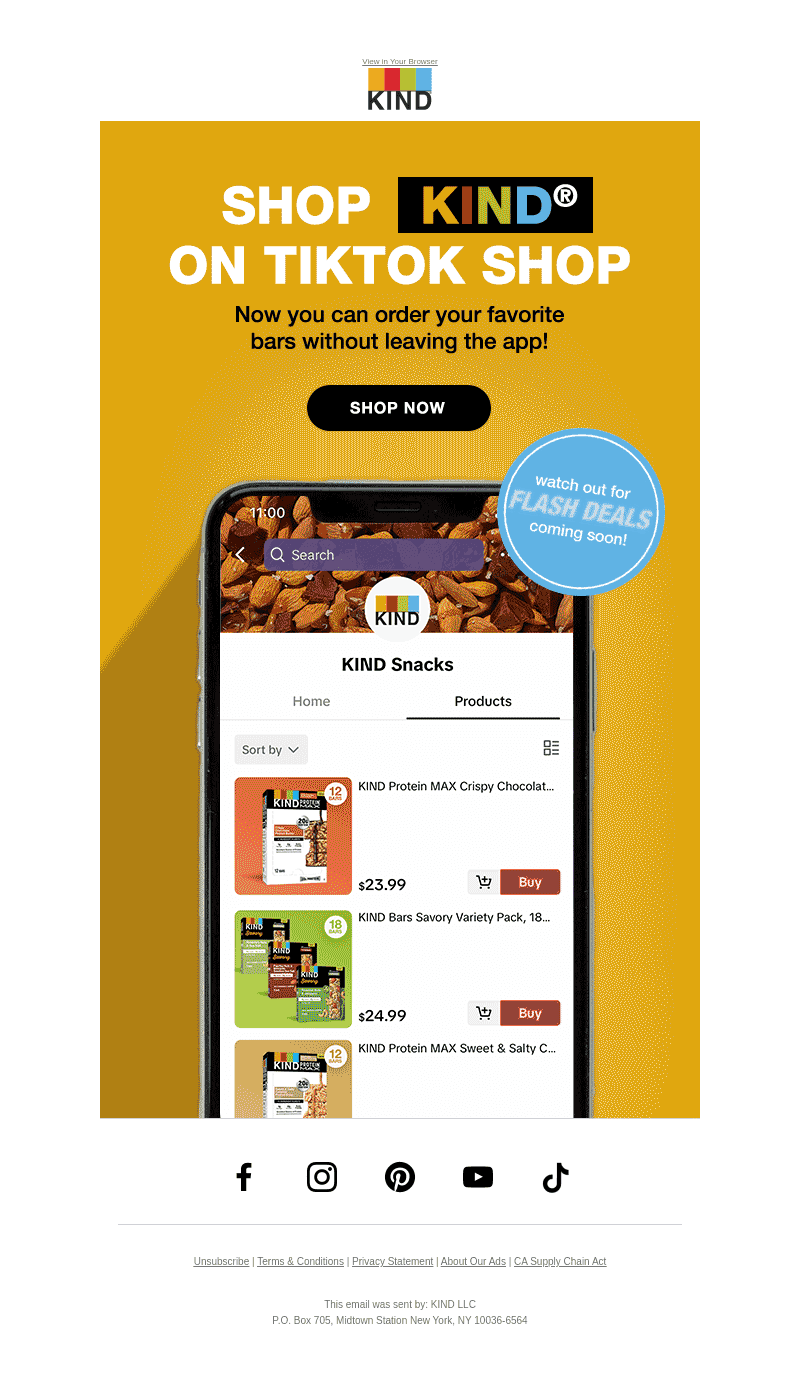KIND Snacks email from Wed, Nov 27, 2024