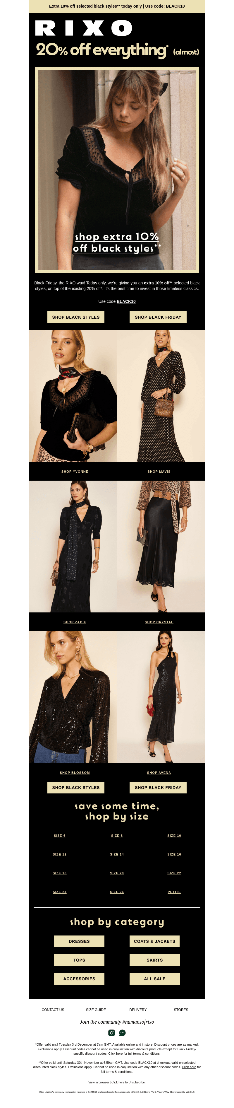 EXTRA 10% OFF BLACK – today only! 🖤