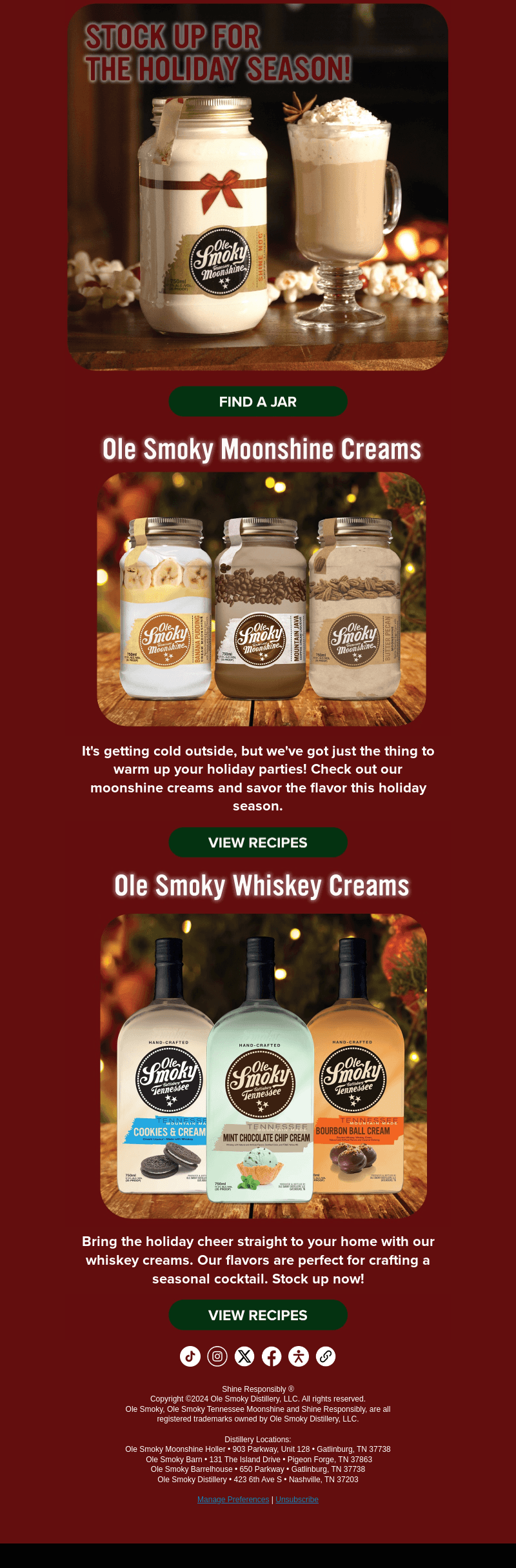 Ole Smoky Distillery email from Fri, Nov 29, 2024