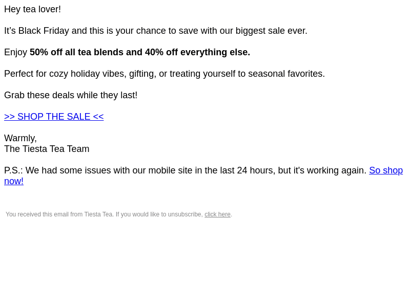 Don’t Miss 50% Off Tea Blends!