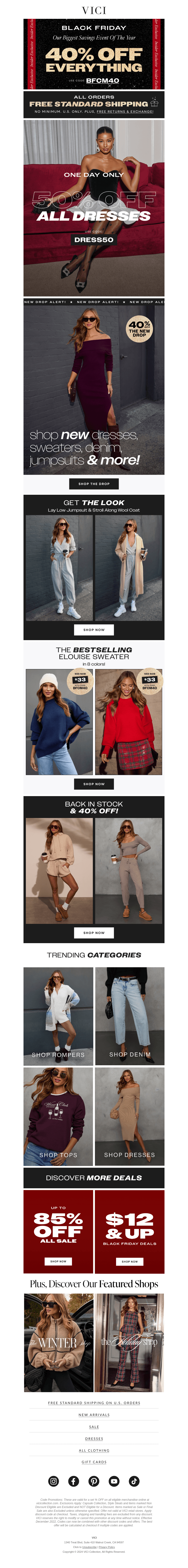 50% off All Dresses & 40% off Everything Else! ONE DAY ONLY