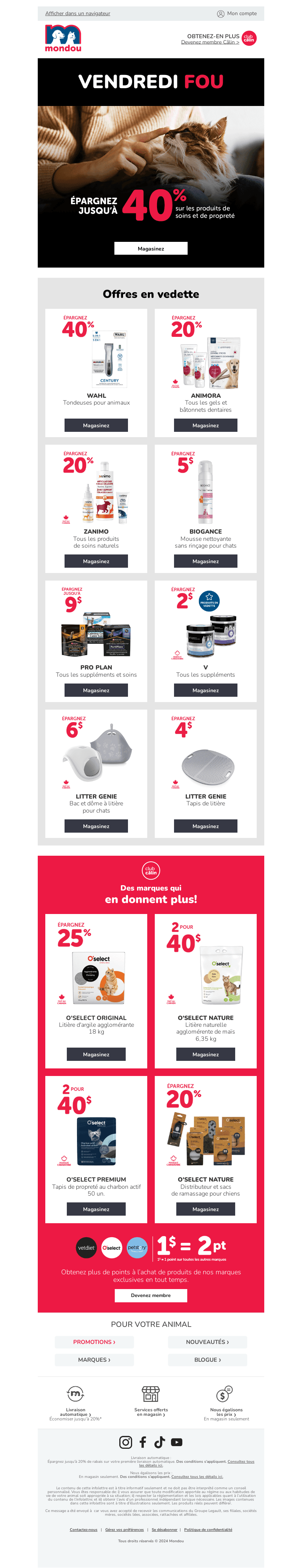 Épargnez jusqu'à 40% 🐾