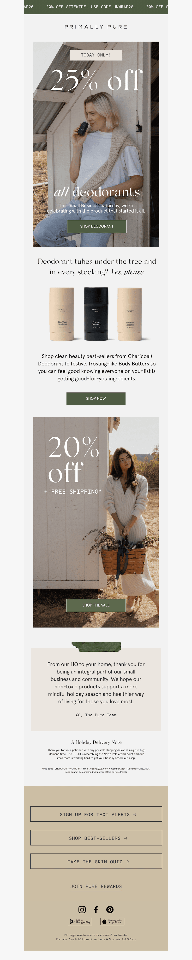 Today only: 25% off deodorant