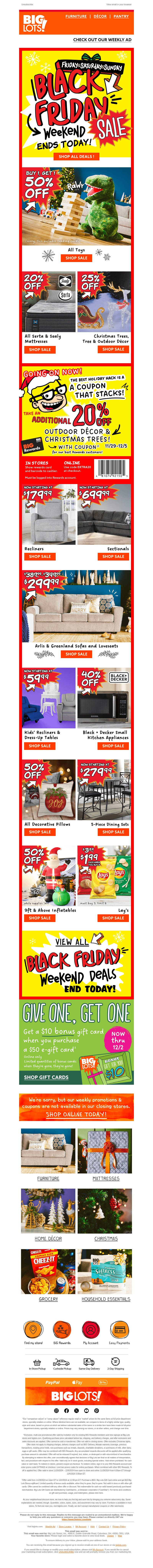 Big Lots email from Sun, Dec 1, 2024
