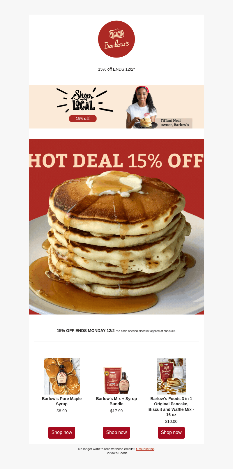 15% OFF ENDS SOON 🥞😋