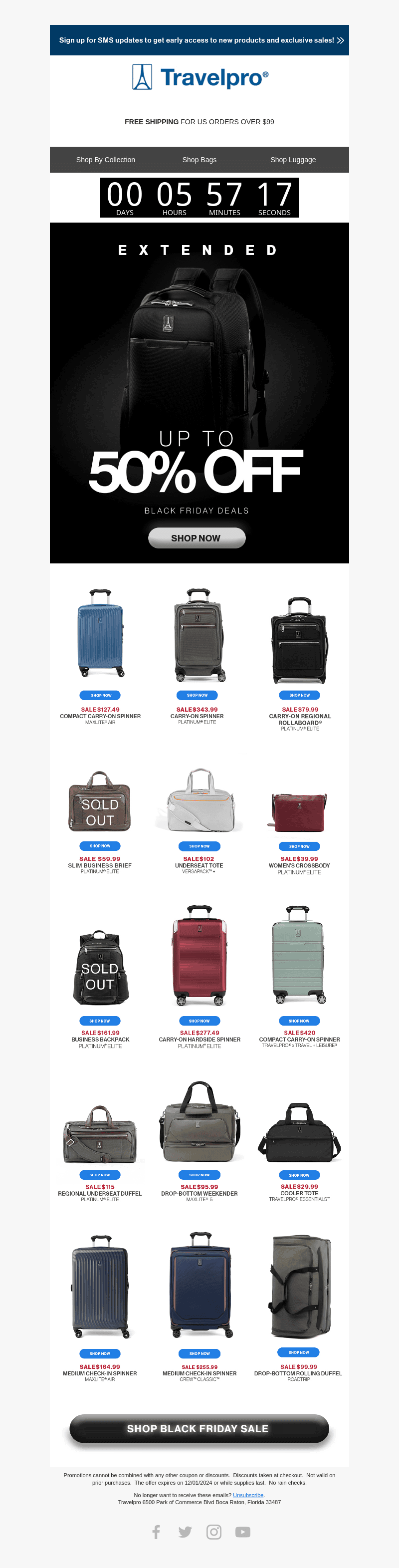 Travelpro Products email from Sun, Dec 1, 2024