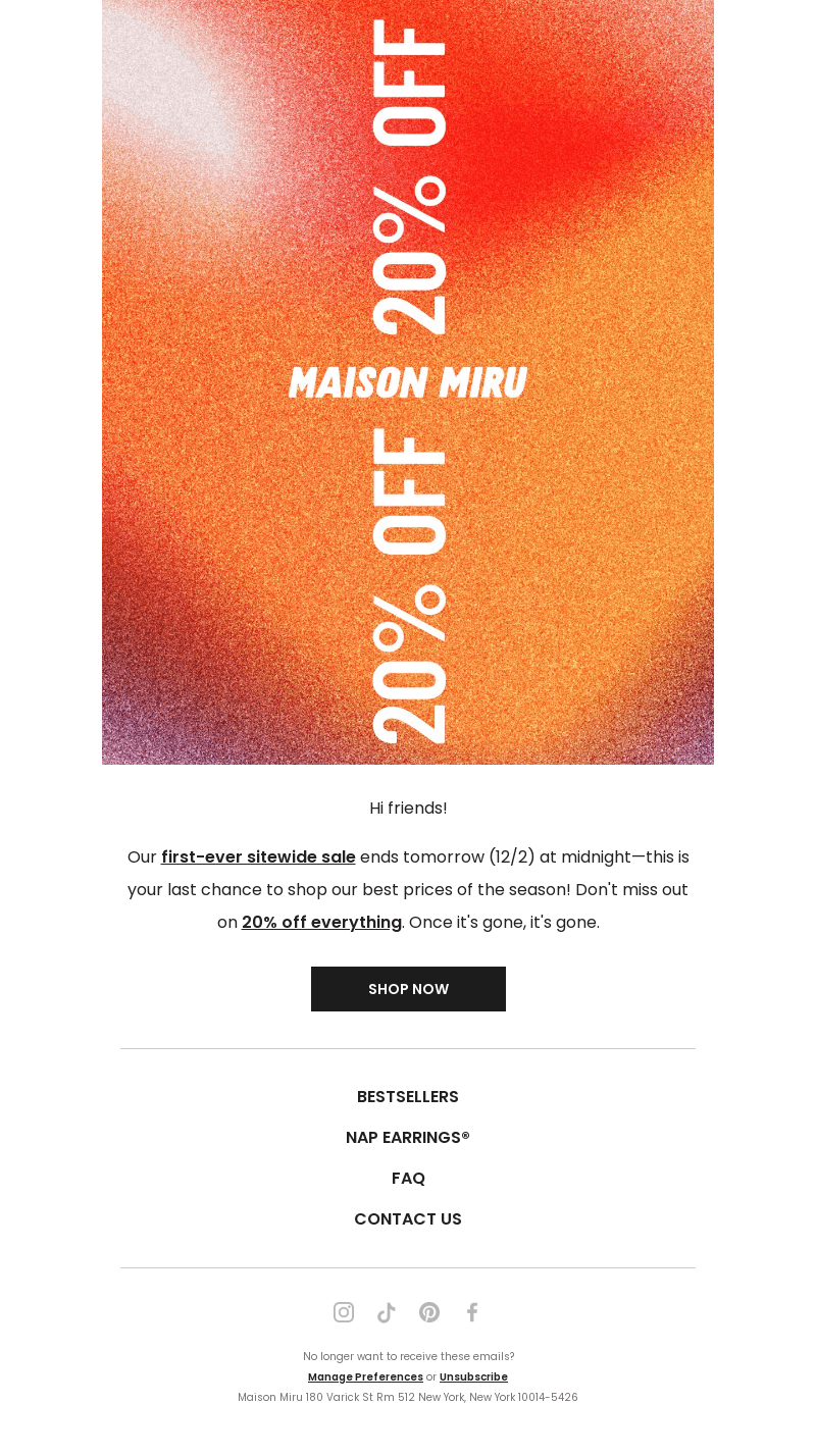 Last chance to save 20%