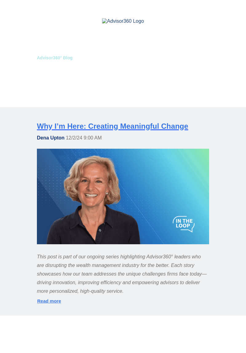 Advisor360Â° email from Mon, Dec 2, 2024