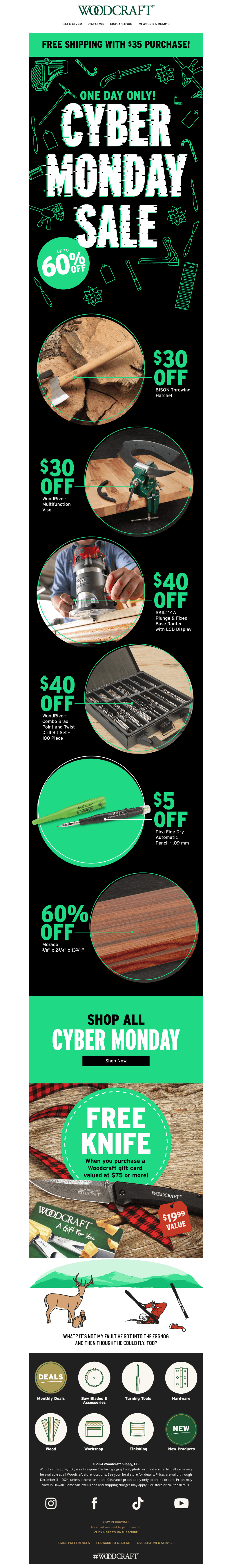Woodcraft email from Mon, Dec 2, 2024