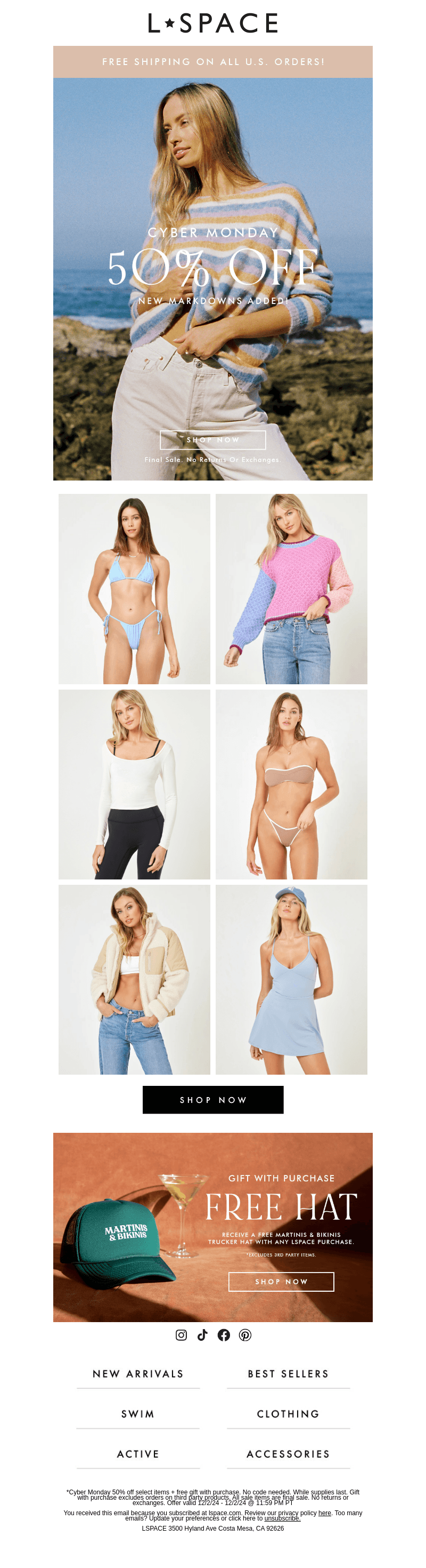 50% Off + Free Hat With Every Order 🍸