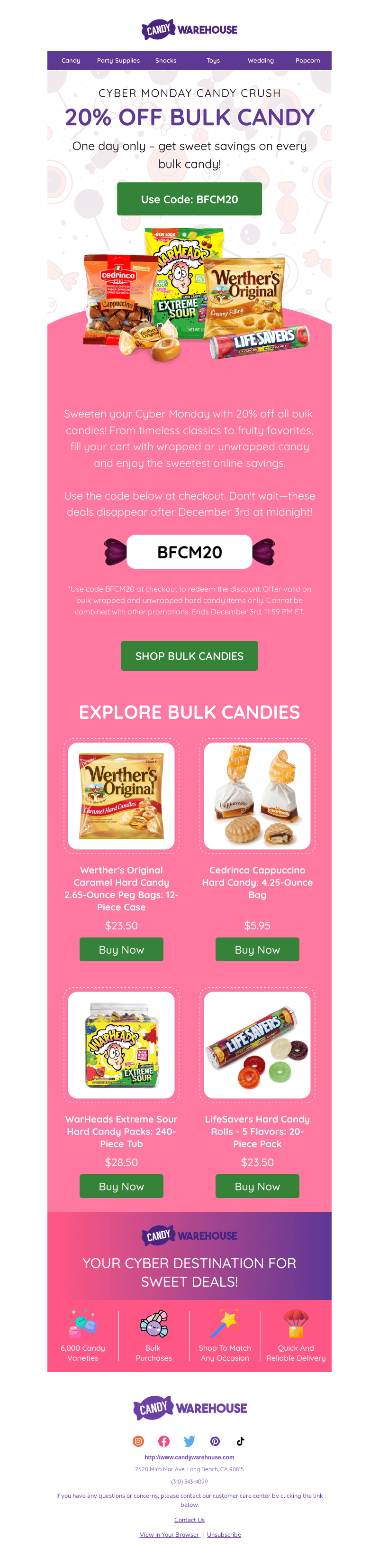 CandyWarehouse email from Mon, Dec 2, 2024