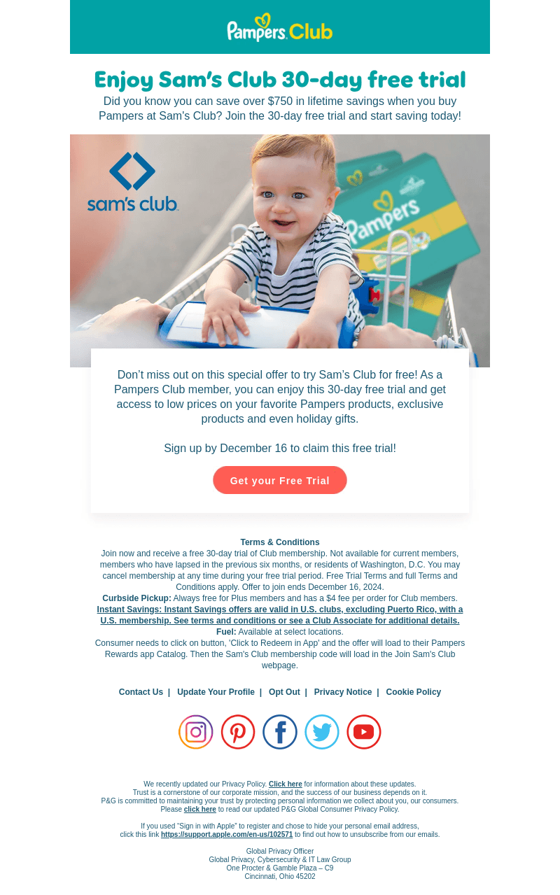 Pampers email from Mon, Dec 2, 2024