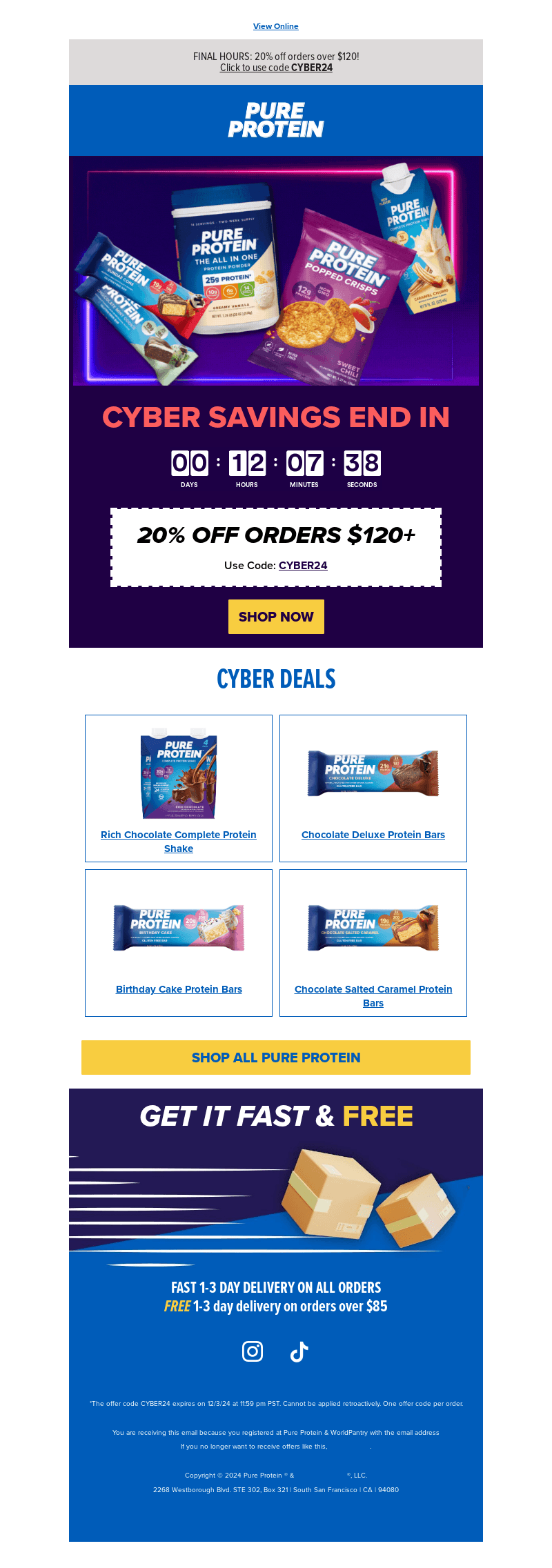 Quest Nutrition email from Tue, Dec 3, 2024