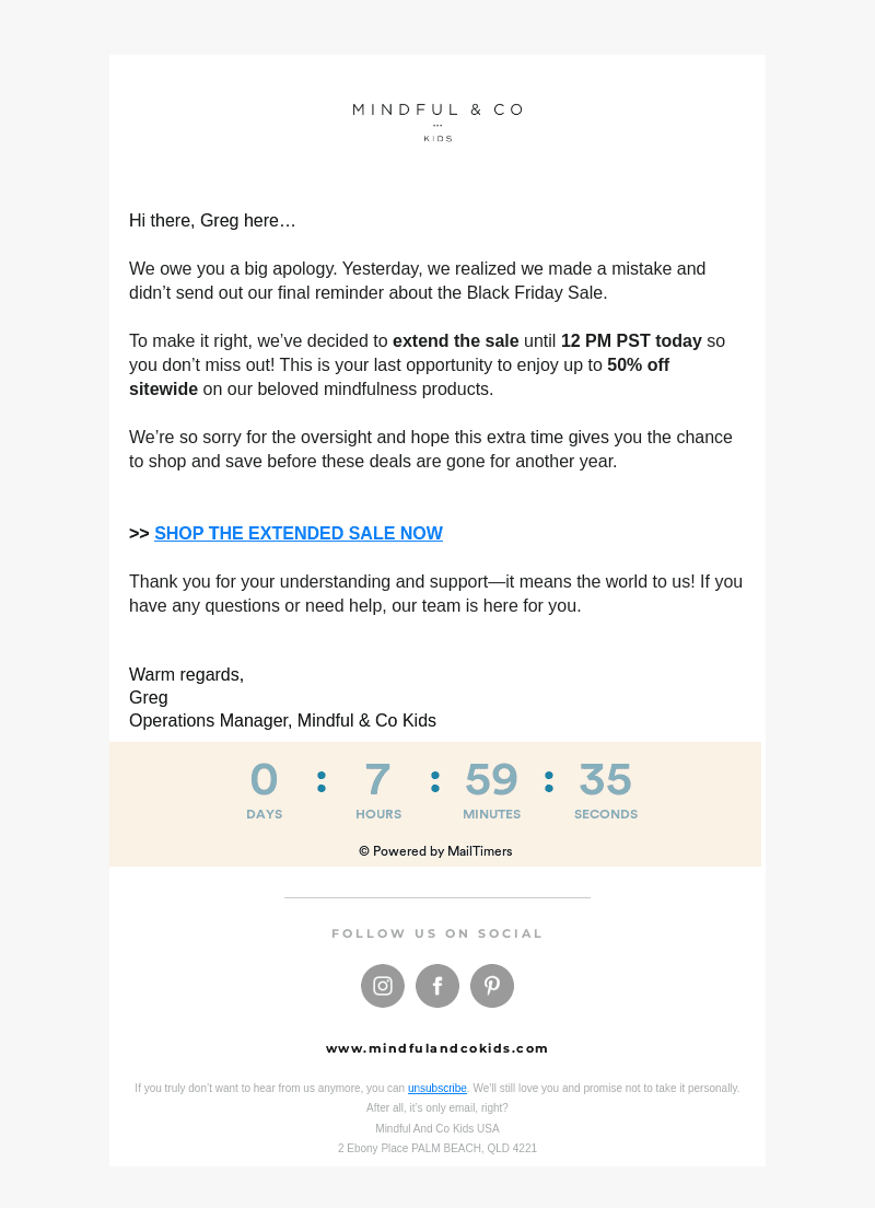 Mindful & Co Kids email from Tue, Dec 3, 2024