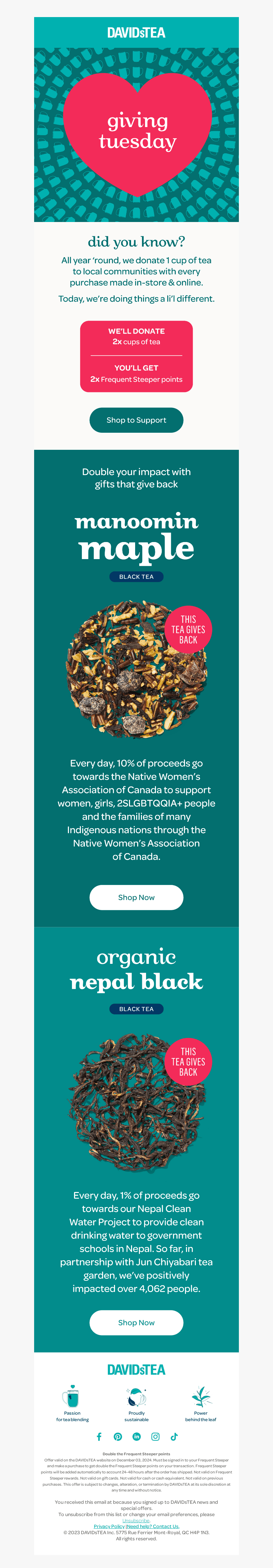2x Frequent Steeper points for Giving Tuesday