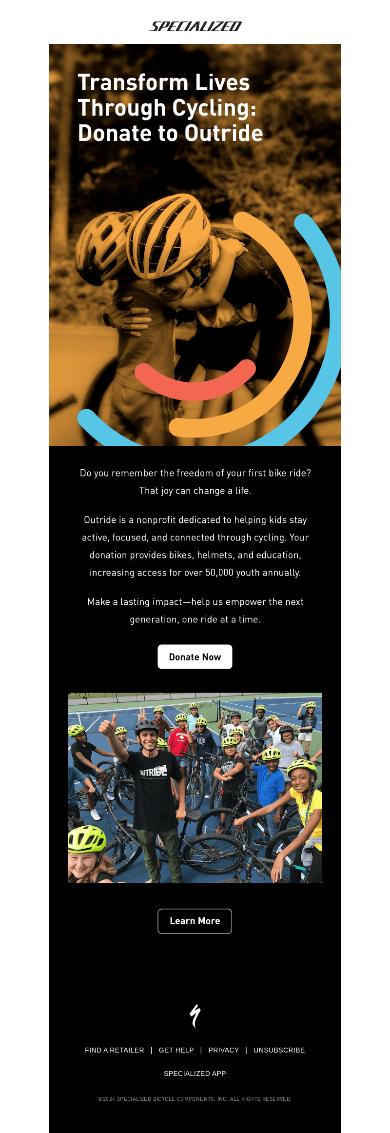 Specialized Bicycles email from Tue, Dec 3, 2024