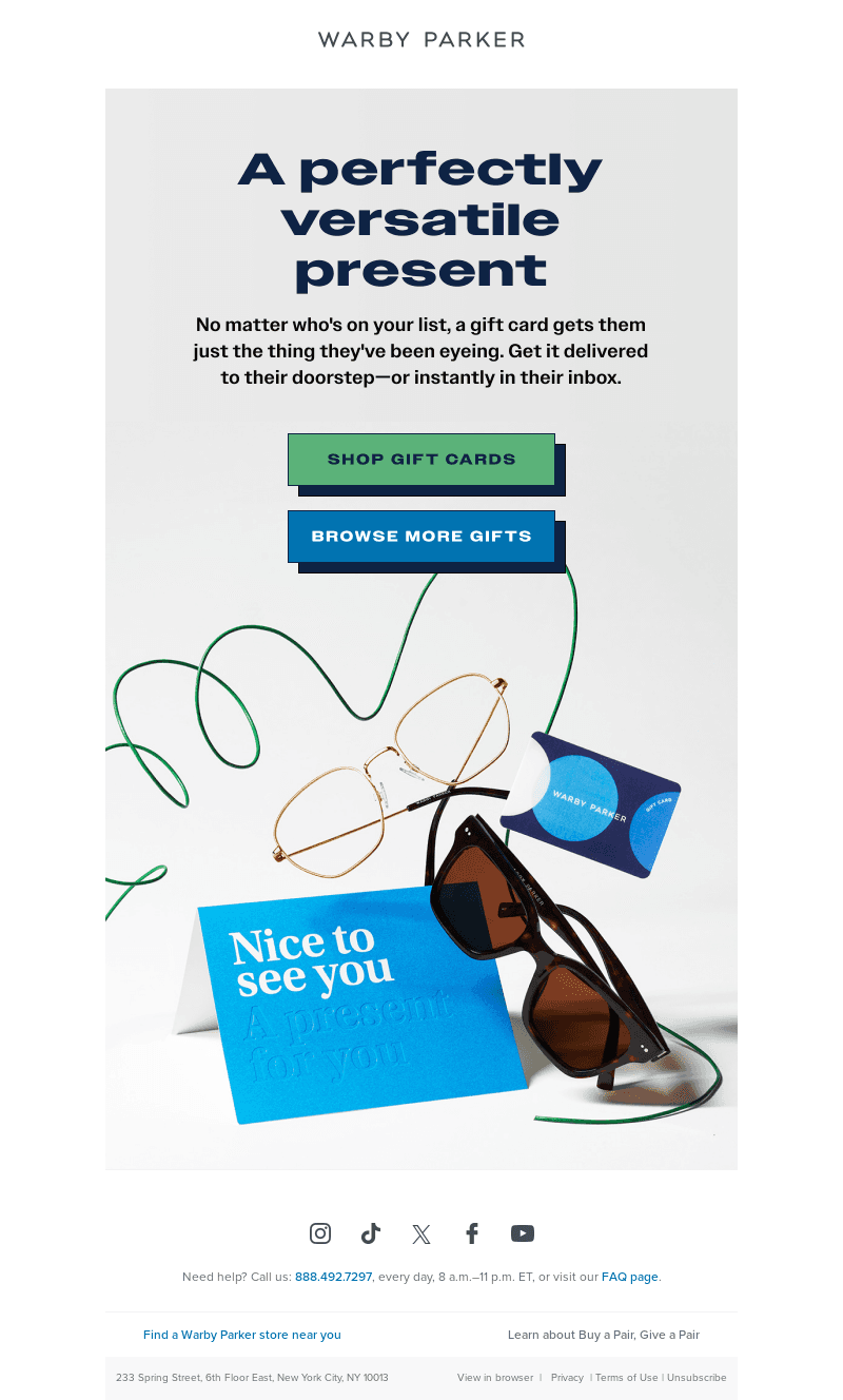 Warby Parker email from Tue, Dec 3, 2024