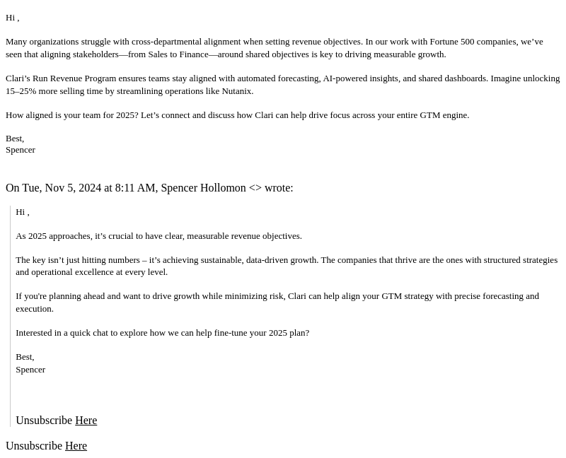 Re: 2025 revenue objectives