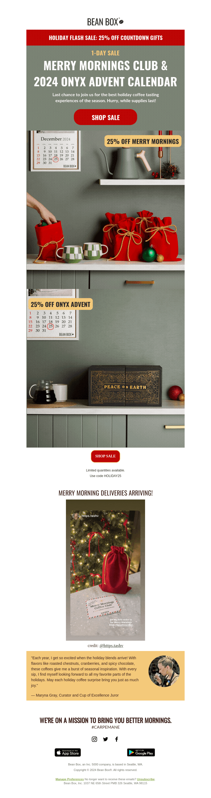 BeanBox email from Tue, Dec 3, 2024