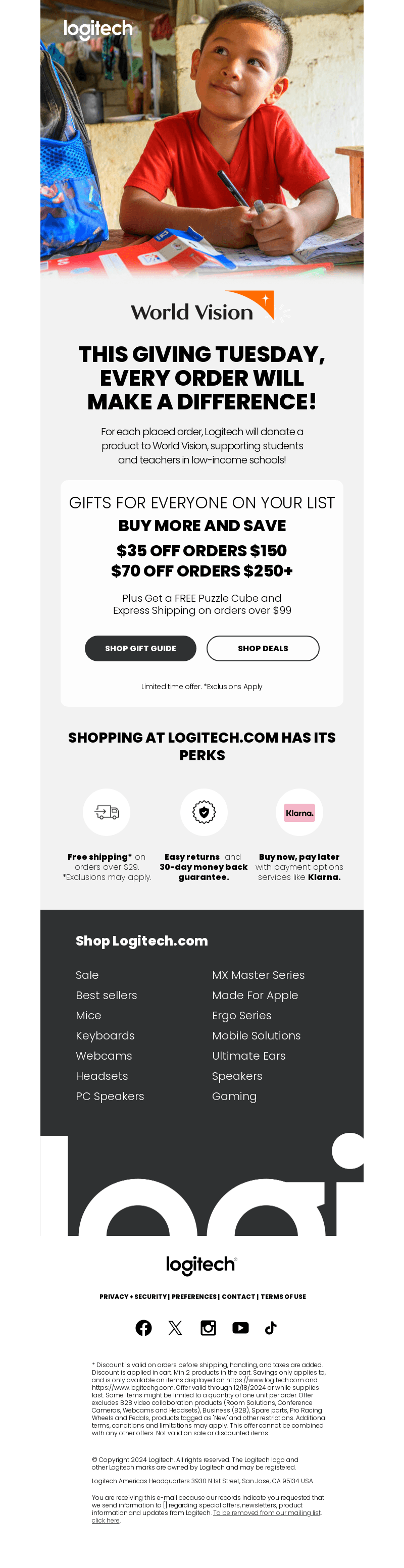 Logitech email from Wed, Dec 4, 2024